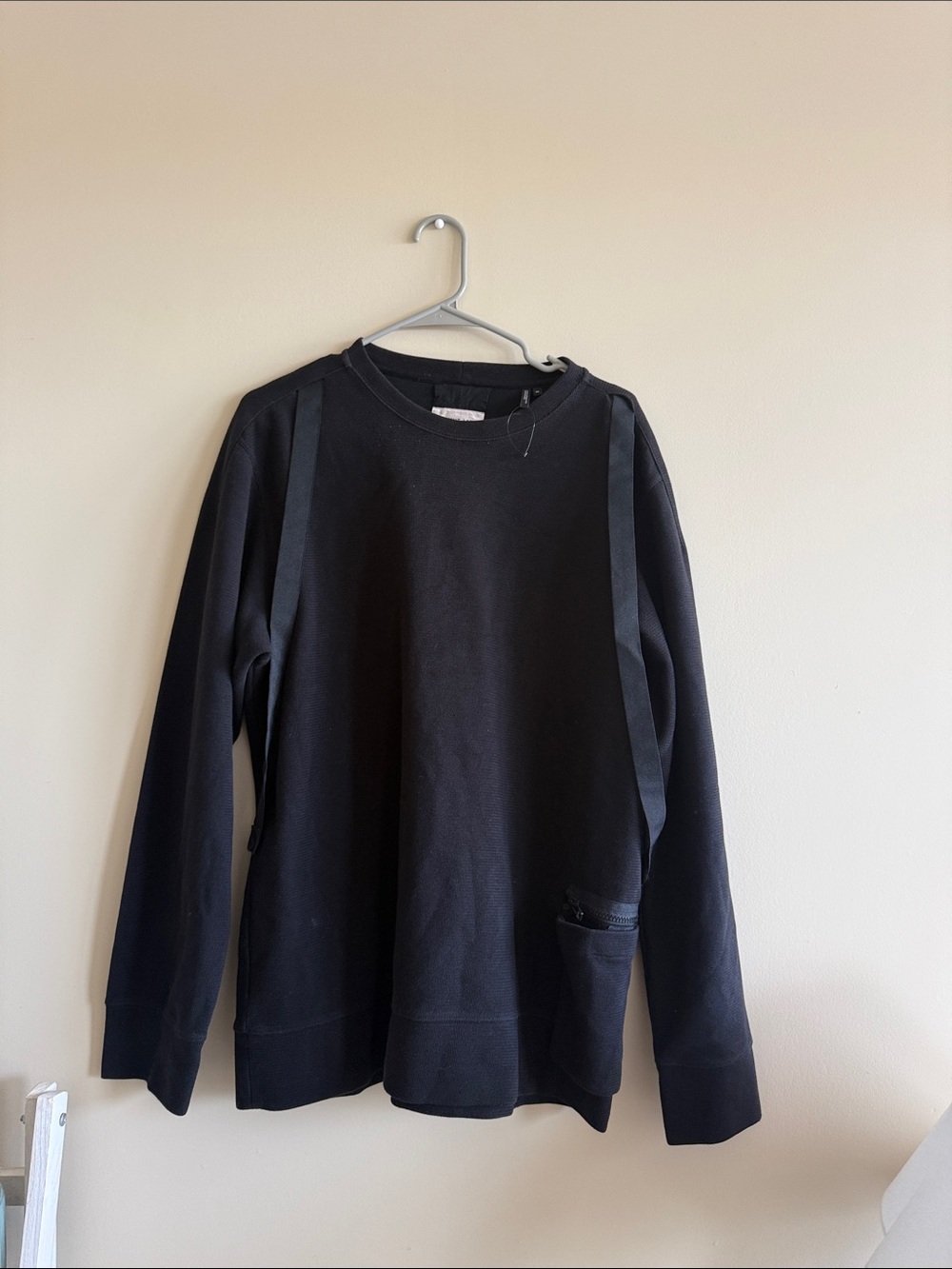 Helmut Lang Black Pullover with Zippered Wrist Pouch